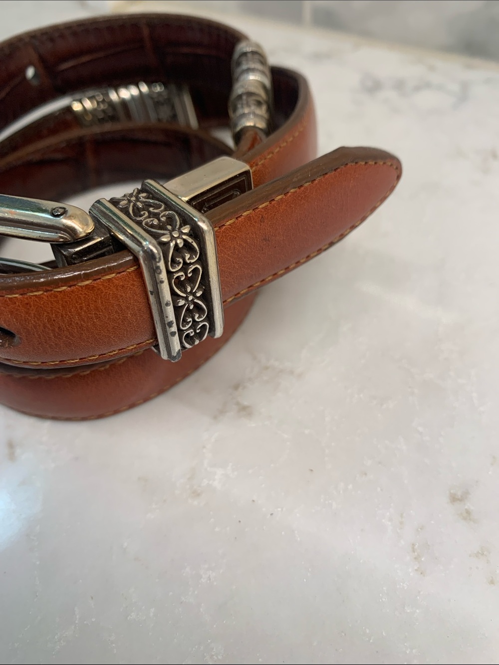Brighton Reversible Brown Leather Belt with Ornate Silver Buckle Size M 30 - Picture 2 of 6